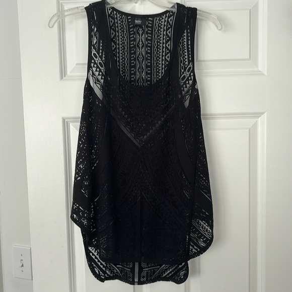 Mossimo black burnout racer back sheet tank top size M ASO Lydia Martin - Picture 1 of 5